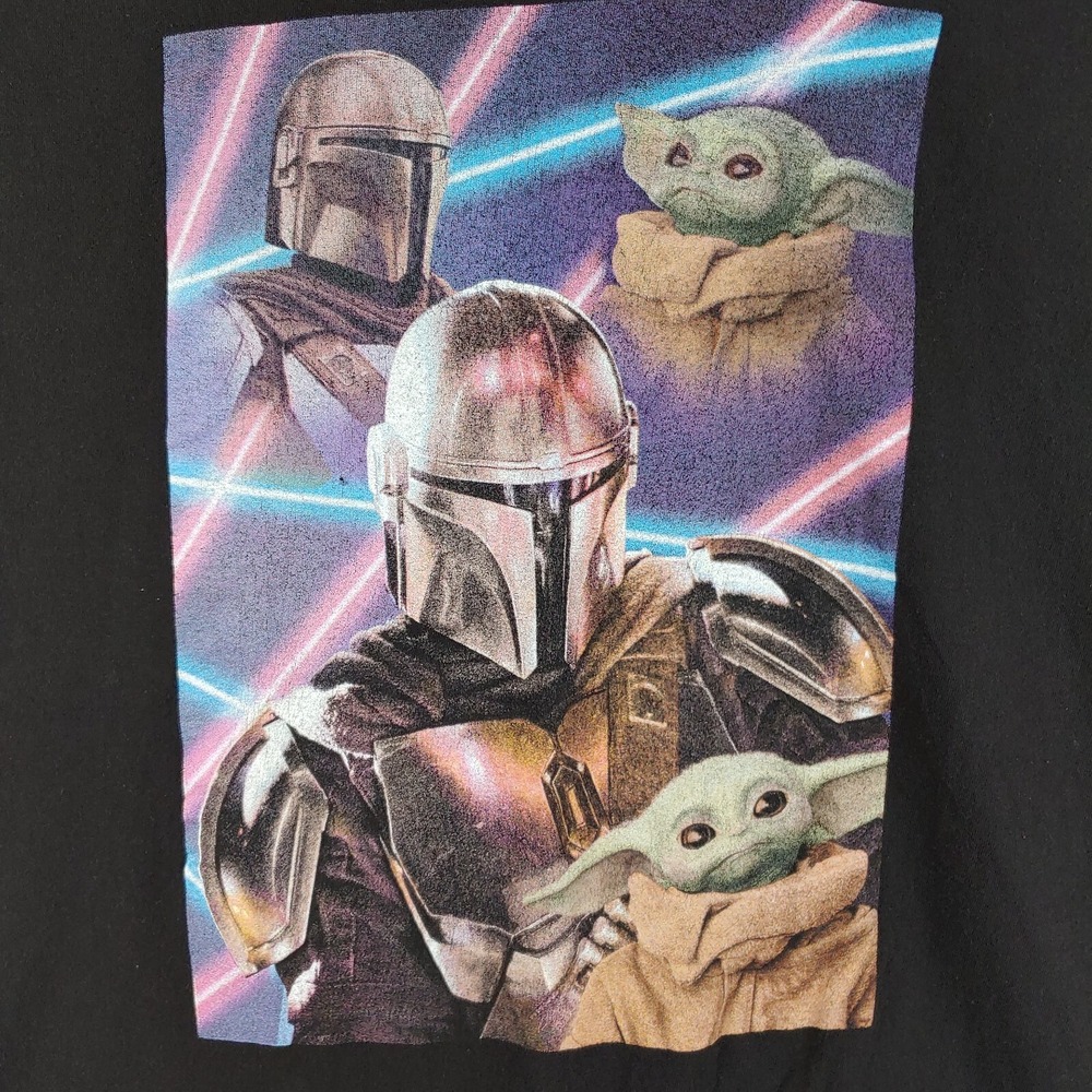 Star Wars Mad Engine T Shirt Mens XL Black Mandalorian Groogoo Short Sleeve